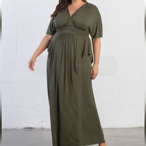 Kiyonna Indie Flair Maxi Dress size 5XL Olive Green